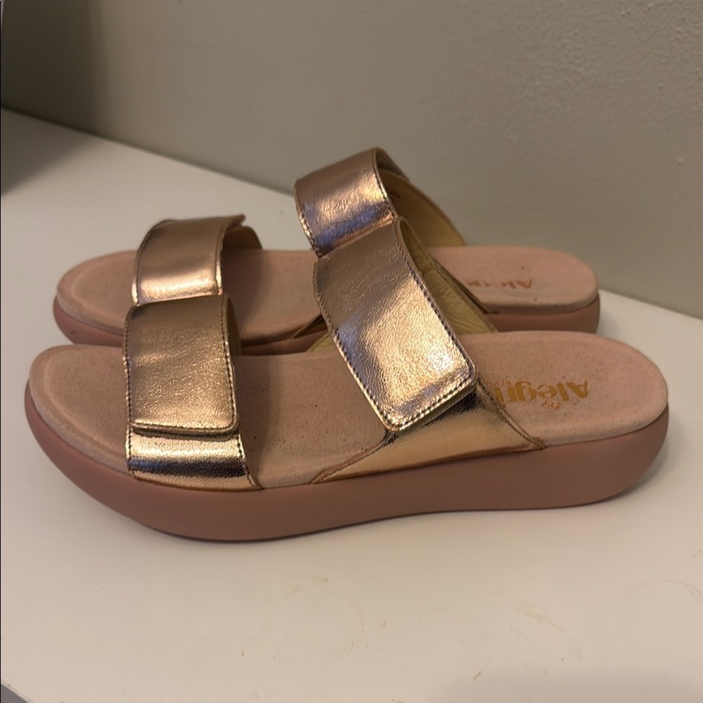 Alegria Bryce Rose Gold Slide Sandals